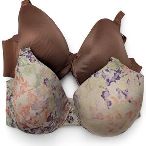 SOMA 38D Vanishing Back Bra Full Coverage 2PC Lot Nutmeg Floral